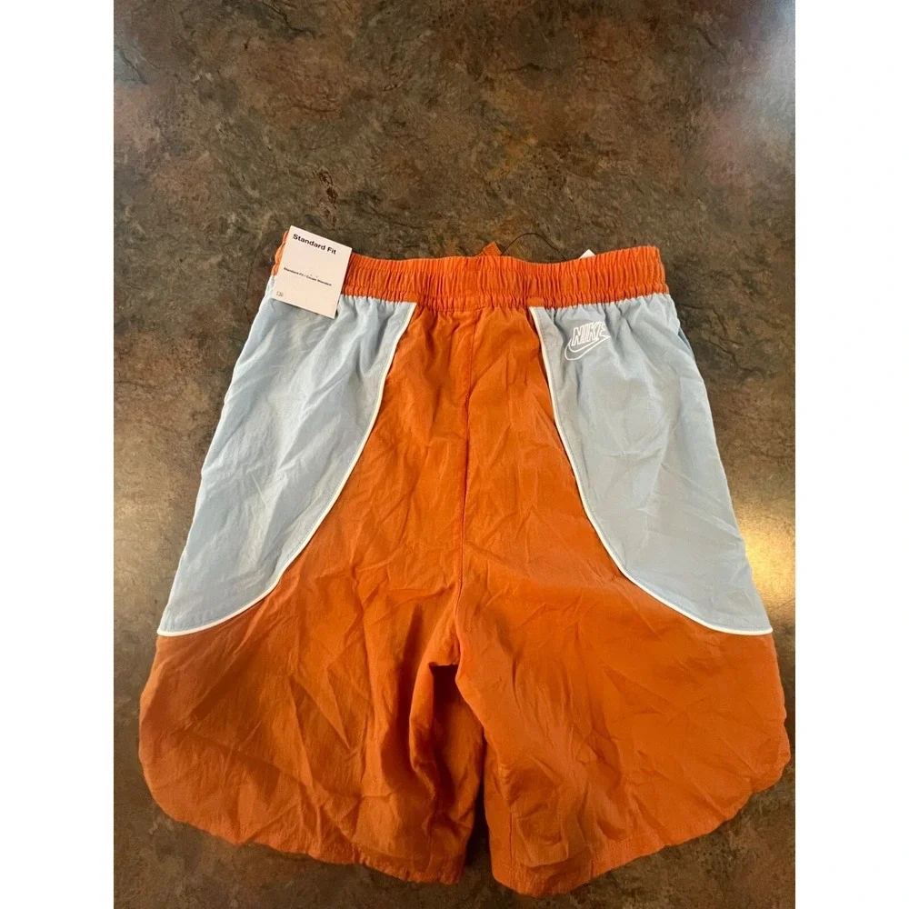 Nike Kids Standard Fit Mesh-Lined‎ Athletic Shorts Large Orange & Light Blue